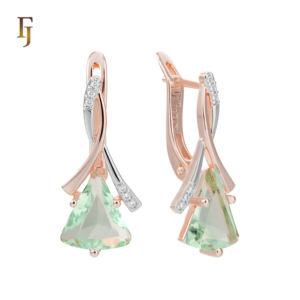 Bijoux FJ Fallon, boucles d'oreilles en or, fermoir russe, triangle avec <span class=keywords><strong>pavé</strong></span> croisé, élégantes, en laiton non ternissant - Product Image 2