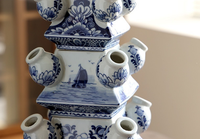 Vase pagode en céramique bleu et blanc, fait main, style chinois traditionnel, vase à fleurs en porcelaine pour la décoration de la maison