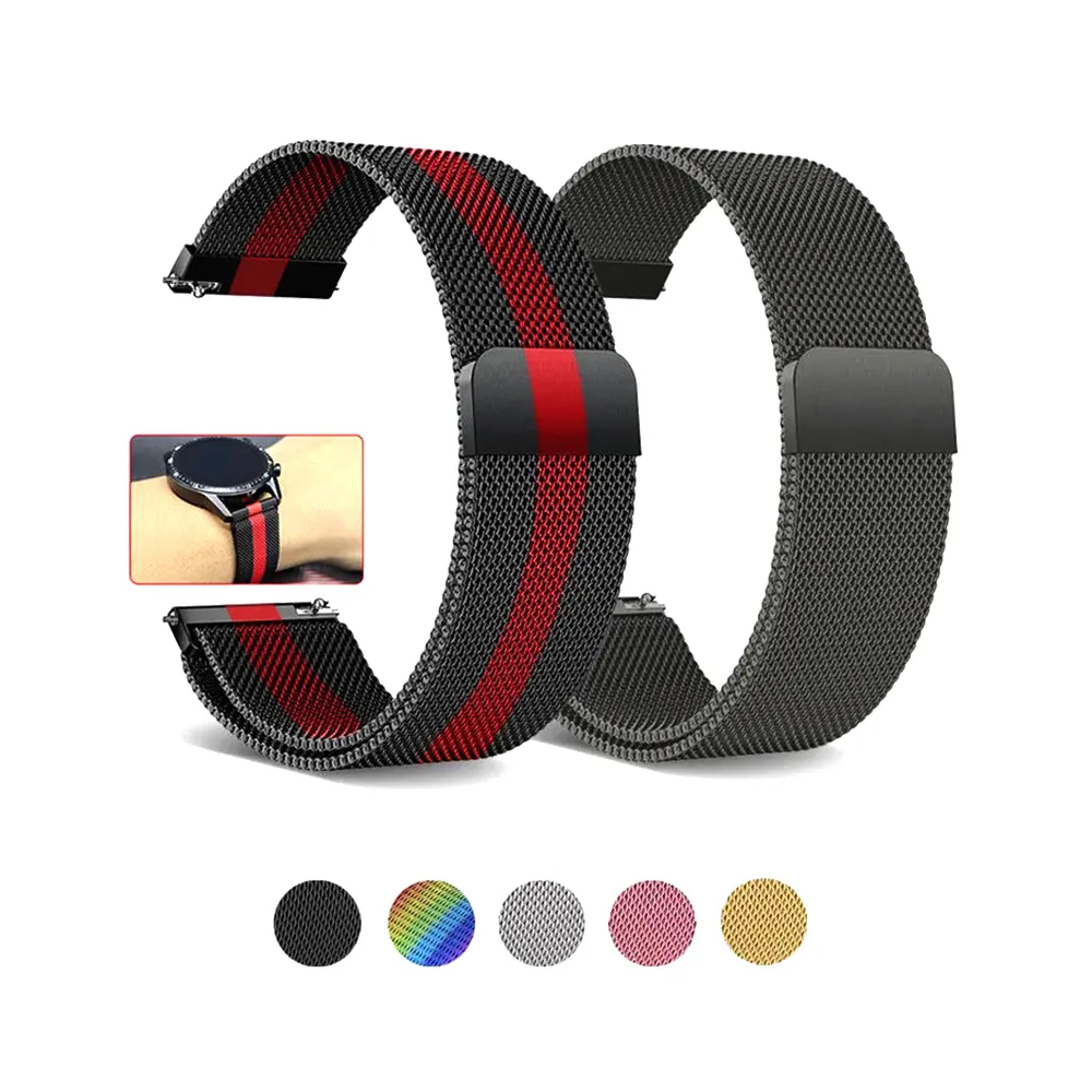 YHQ Milanese Loop Band Strap Magnetic Metal Wristband for Huami Amazfit Pace/Stratos Huawei GT Magic Watch Band