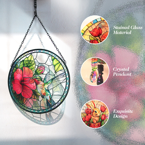 Atrapasueños de cristal templado personalizado con diseño de colibrí y flor rosa, decoración de ventana, un regalo para amantes de la jardinería - Product Image 4