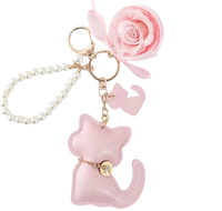 Porte-clés avec fleur éternelle préservée - Cadeau de la Saint-Valentin pour les femmes, maman, petite amie et amies
