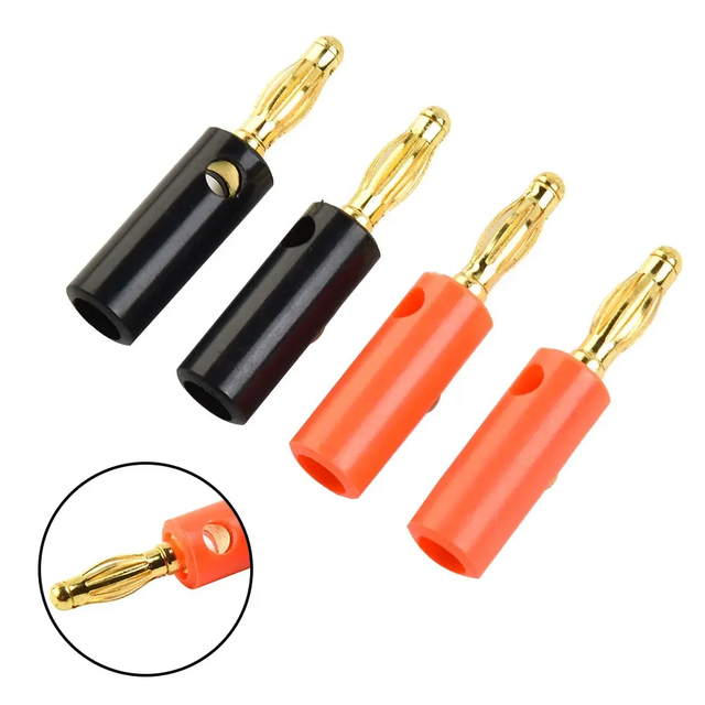 Brand New Banana Plug Male Connector 4mm Audio Adapter Audio Speaker Wire Cables Banana Plugs Gold-plated Alloy