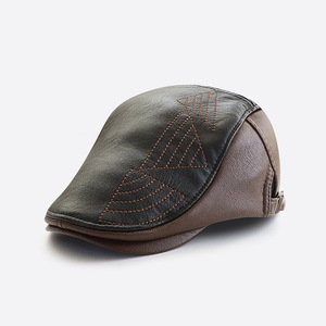 New Fashion Chic Women Mens Pu Leather <strong>Newsboy</strong> <strong>Hat</strong> Flat Ivy Cap Gatsby Driving Fishing 8 Panel Beret Cabby <strong>Hat</strong>