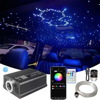 Lumière optique ciel étoilé RVBW LED 16W 3m 300 fibres de 0,75 mm de diamètre, 6 couleurs changeantes, roue de couleurs scintillante, contrôle par application/télécommande