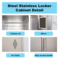 Serrure à clé 4 portes en métal en acier inoxydable personnel scolaire vestiaire vêtements casier armoire avec étagères et placard