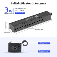 6W Meteor 240 Stück*0,03 Zoll*9,84 Fuß Sternenlicht-Deckenbeleuchtungsset 12 LEDs APP/Fernbedienung/Sound-Sensor-Steuerung + DC-Stromverteilerkabel Kunststoff