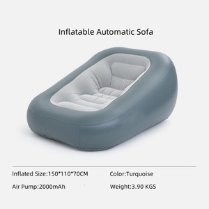 PVC <b>Inflatable</b> Automatic <b>Sofa</b> with Flocking 150*110*70 CM Built-in Air Pump for Indoor Sleeping and Reading - Product Image 3