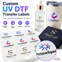 Étiquettes de transfert UV DTF personnalisées, autocollants 3D brillants imperméables, adhésifs puissants pour tasses, bouteilles, emballages, OEM