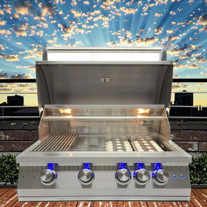موقد غاز تجاري بخمسة شعلات، شواية خارجية مدمجة عالية التحمل، مطبخ من الفولاذ المقاوم للصدأ الأسود للحدائق، شواية دوارة لـ 5 أشخاص - Product Image 1