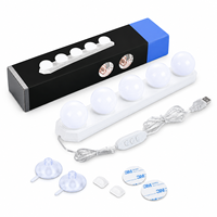 Kit d'éclairage portable pour miroir de maquillage à 5 ampoules LED USB avec ventouses