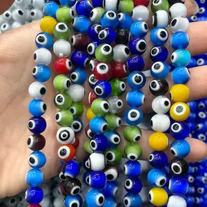 Venta al por mayor azul turco mal de ojo Murano cuentas de cristal 4mm 6mm 8mm 10mm joyería de cristal hacer collar de ojo del diablo Accesorios - Product Image 3