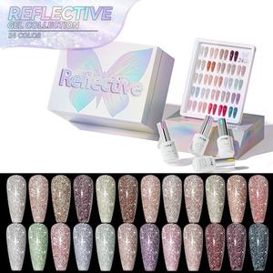 JTING – Nouvelle collection de gels réfléchissants innovants, coffret avec livre de couleurs élégant offert, 24 couleurs de vernis à ongles gel disco réfléchissants ultra-brillants - Product Image 1