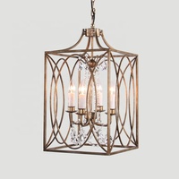 Nouveau design lustre en cristal carré en fer suspendu, lumière de ventilateur