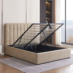 Lit rembourré sur mesure 2026 en tissu doux, lit double, lit queen size, lit king size, cadre de lit en bois avec rangement, style antique, luxe moderne - Product Image 1