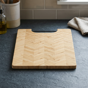 Planche à découper en bois de style moderne de forme rectangulaire BS INTERNATIONAL BS-259 avec poignée, écologique, passe au lave-vaisselle, épaisseur 2,0 cm - Product Image 1