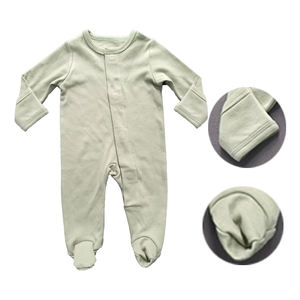 Manyetik düğme Bodysuit CPC sertifikası katlayın eldivenler bebek tulum ulaşmak çevre dostu uzun kollu bebek manyetik Footie - Product Image 4