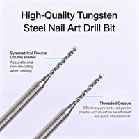 Foret en acier au tungstène pour perçage de trous étendus dans les ongles, outil de manucure pour perçage de bijoux et ponçage, tige de 2,35 mm