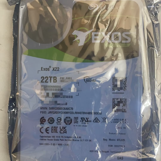 Big Capacity ST22000NM000E Exos X22 22TB SAS 6Gb/s 7200RPM 3.5" Enterprise Internal Hard Drive