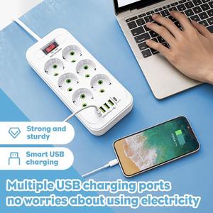 <span class=keywords><strong>Prise</strong></span> de courant standard européenne domestique 2M/3M/5M avec USB 4 + Type-C 1 interrupteur unique multi-emplacements avec câble de <span class=keywords><strong>prise</strong></span> d'interrupteur - Product Image 3