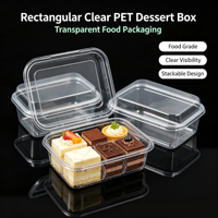 Boîte en plastique transparente de forme unique, de qualité alimentaire, en PS/PET, multi-tailles, pour gâteaux, biscuits, pâtisseries, desserts, tiramisu, emballage
