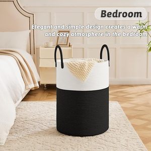 <span class=keywords><strong>Prix</strong></span> de gros 60L couvertures jouets vêtements panier de rangement tissé coton <span class=keywords><strong>corde</strong></span> paniers à <span class=keywords><strong>linge</strong></span> pour salon avec poignées - Product Image 3