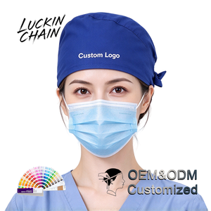 Gorro Quirúrgico LUCKIN CHAIN Azul con Logotipo Personalizado Bordable, Unisex, Transpirable, 100% Algodón, para las Cuatro Estaciones - Product Image 1