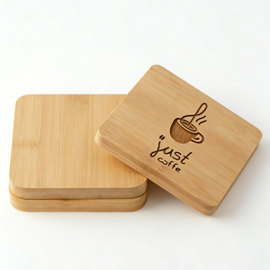 Posavasos Cuadrado de Madera de Lujo, Reutilizable, Grabado con Logotipo Personalizado, Regalo de Boda, Duradero - Product Image 5