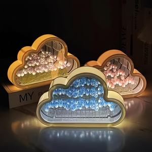Decorazione creativa per la casa fatta a mano a mano tulipano nuvola fiore lampada romantica a LED tulipano specchio luce notturna per camera da letto ragazze regalo - Product Image 3