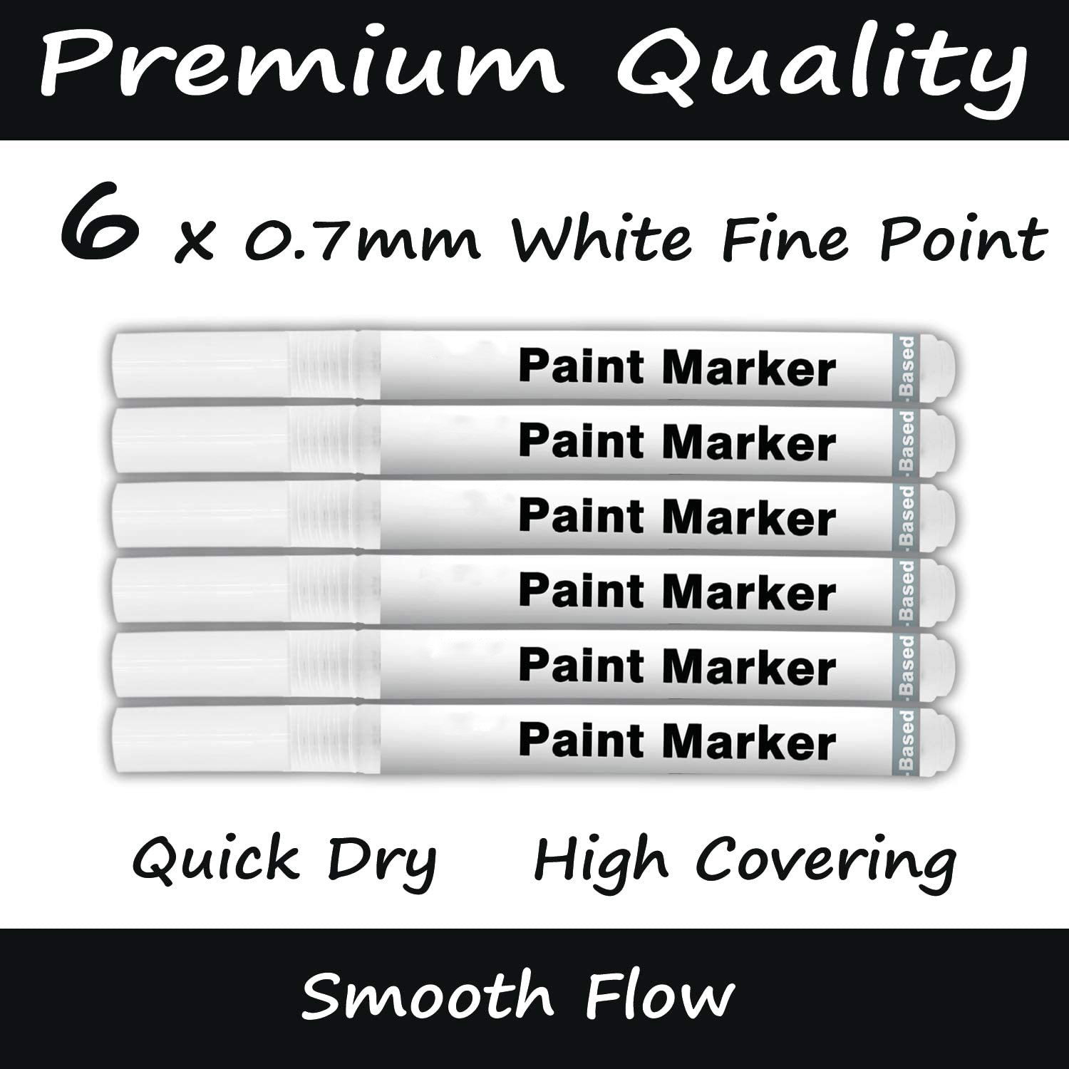 Permanente markeerstift, watervaste stift, 8 witte waterdichte verfmarkers, sneldrogend, watervaste permanente marker om stenen te beschilderen voor karton, glas, hout, metaal, keramische kopjes