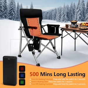 Silla de Camping Calefactable con Batería de 20,000 mAh, Duración de <span class=keywords><strong>500</strong></span> Minutos, Totalmente Acolchada, Plegable, de Metal Resistente, Soporta <span class=keywords><strong>500</strong></span> Libras - Product Image 5
