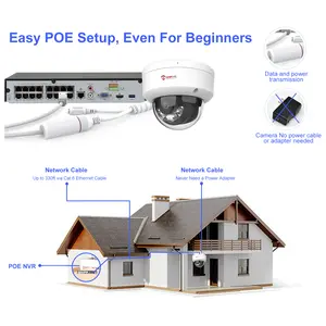 ANPVIZ Caméra réseau CCTV Full Color Dome 4K 8MP POE IP Camera Smart Dual-Light vision nocturne Détection humaine/véhicule avec audio