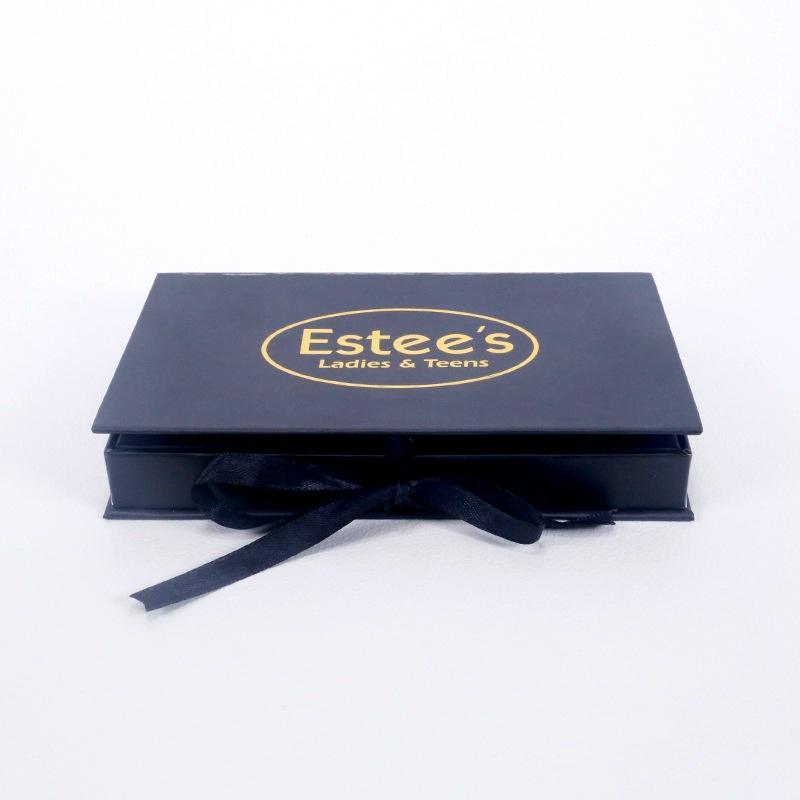 Luxury Black Gold Foil Embossed Logo Flip Rigid Gift Box Customized ...