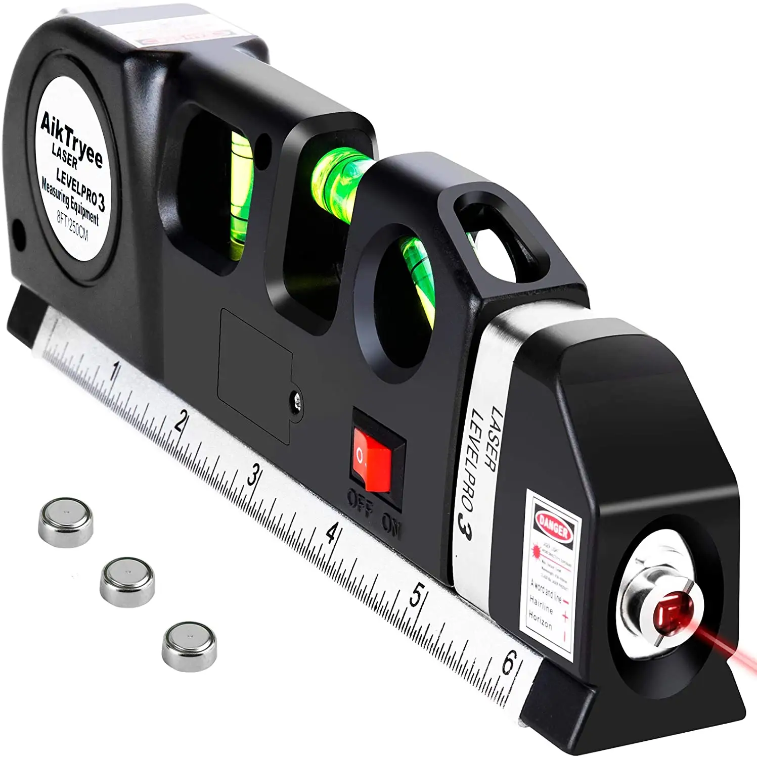 Laser Level Scale Horizon Vertical Measure 8FT Aligner Standard and Metric Ruler Multipurpose Measure Laser Level Line Tool