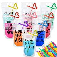 Sachet d'emballage transparent réutilisable en plastique avec logo personnalisé, fermeture éclair, pochette verticale pour boissons et jus