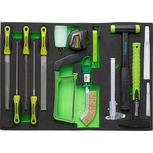 Juego de herramientas Fasano de 15 piezas con martillo, destornilladores, cinceles, limas, sierra, cinta métrica, regla y cepillo para reparación de carpintería - Product Image 1