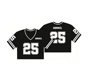 Maillot de football vintage streetwear col en V personnalisé style HORWEIL pour homme, en maille respirante, polyester, vêtement de sport décontracté - Product Image 5