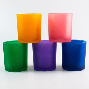 Emoty-frascos de vidrio para velas, recipientes reciclados con cilindro esmerilado de color rosa oscuro - Product Image 1