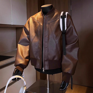 <span class=keywords><strong>Blouson</strong></span> Bomber <span class=keywords><strong>Homme</strong></span> en Similicuir, Col Montant Zippé, Style Moto <span class=keywords><strong>Biker</strong></span>, Veste Décontractée Automne, <span class=keywords><strong>Blouson</strong></span> Aviateur Baseball - Product Image 2