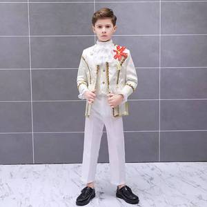 Ensemble <span class=keywords><strong>de</strong></span> scène vintage blanc et rouge brodé, veste militaire décorative dorée, chemise et pantalon pour les âges <span class=keywords><strong>de</strong></span> 3 à 12 ans - Product Image 4