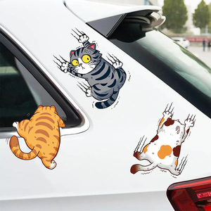 Adorable chat voiture autocollants étanche soleil mignon dessin animé vinyle décalcomanies pour extérieur voiture décor fenêtre peinture Protection - Product Image 3