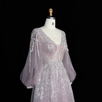 Robe de soirée formelle de luxe pour femme Lsz057, ornée de perles, manches longues bouffantes, paillettes scintillantes, robe de mariée, Jancember