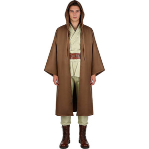 Costume Jedi Star Wars Manyusha pour homme adulte, cape marron avec ceinture et bottes pour cosplay, fête d'Halloween - Product Image 1
