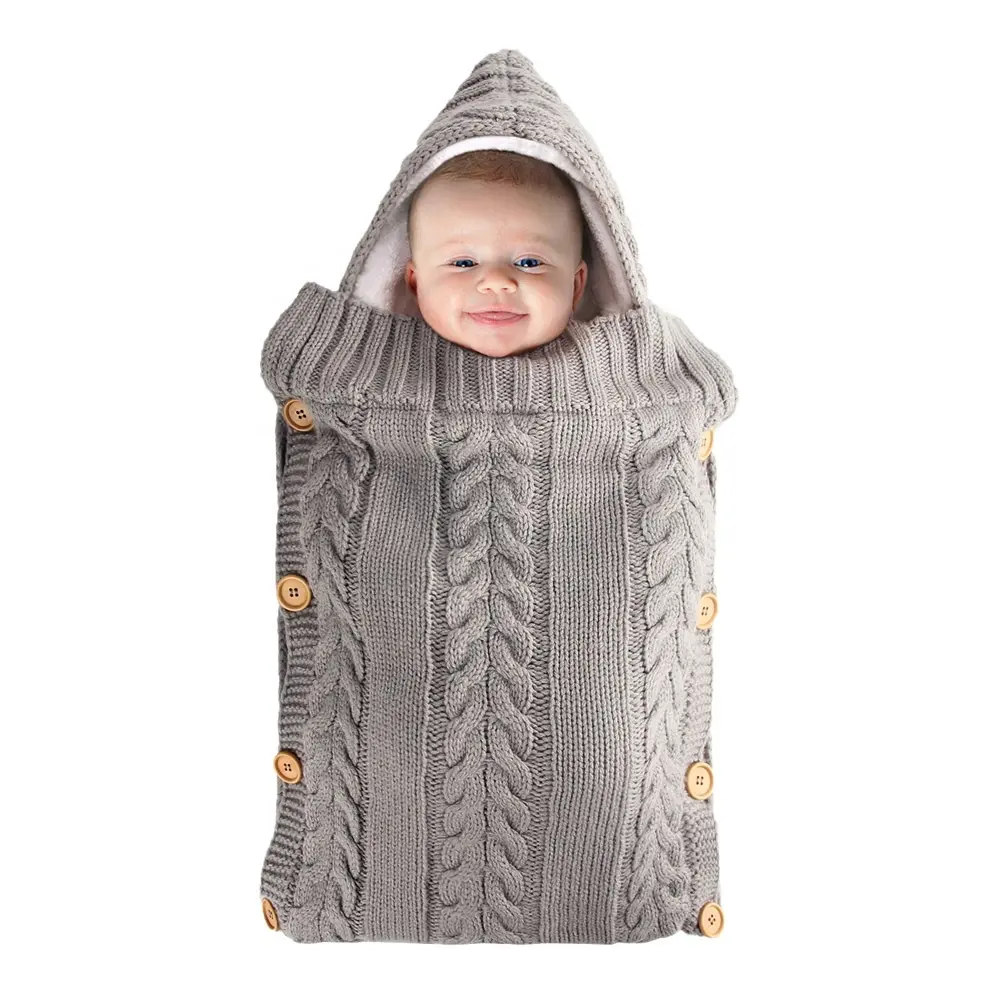 Nouveau-né Bébé En Laine À Tricoter Au Crochet Sac De Couchage Swaddle Couverture Chaude pour Poussette