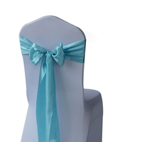 Chaise Ceintures Ensemble Décoration De Mariage Bleu Noeud Arc Événements Fête Ceinture Fournitures Couverture Décor Teal Mariage Siège Satin Ruban
