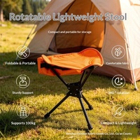 Tabouret métallique rotatif à trois pieds pour l'extérieur, pliable, facile à ranger, ultra-léger, petit, portable, pour le camping et la pêche