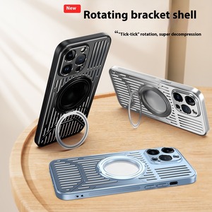 เคสหลังอลูมิเนียมหรูหราสำหรับ iPhone13 & iPhone 13Pro ตัดความเย็นแบบแม่เหล็กขาตั้งหมุนได้เคสโทรศัพท์ iPhone13