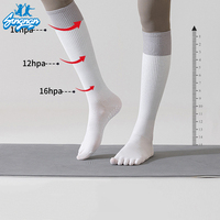 Fitness professionnel longues jeunes filles Tube chaussettes course à sauter corde cinq doigts chaussettes couleur Pure fantaisie Compression chaussette