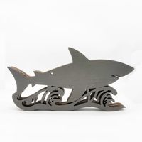 Nouvelles décorations de bureau en forme de requin sculpté en buis, style marin moderne