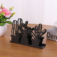 Porte-serviettes de bureau personnalisable boîtes à mouchoirs en forme de cactus du désert en acier inoxydable de style estival directement de l'artisanat d'usine