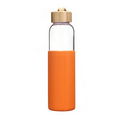 Best BPA-Free Borosilicate Glass Water Bottle with Protective Silicone Sleeve and Bamboo Lid - Dishwasher Safe